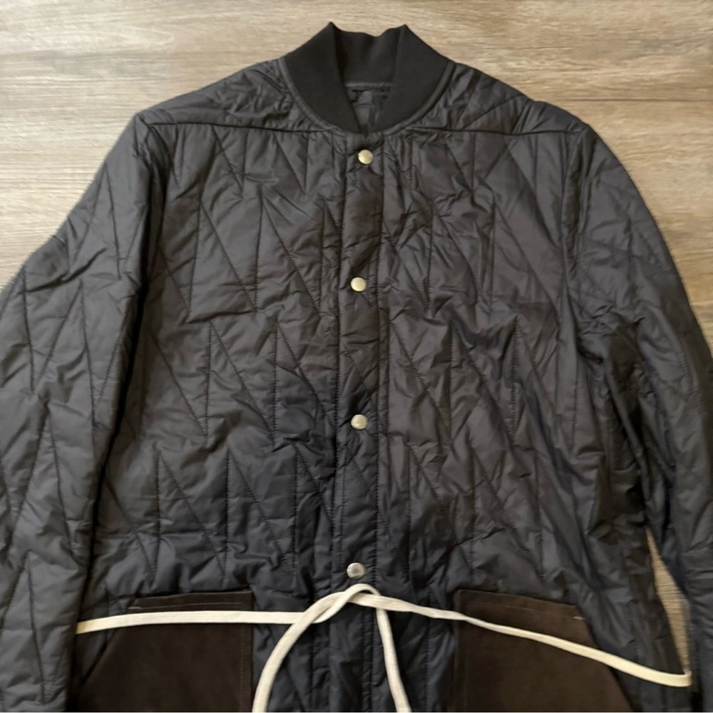 Rick Owens Quilted Flight Black Brown Long Jacket Coat - Picture 5 of 9